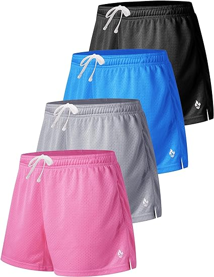 4 Pack Girls Shorts with Pockets Running for Kids Teens