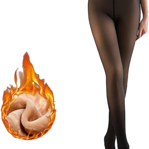 Women Black Sheer Fleece Winter Thick Thermal Tights
