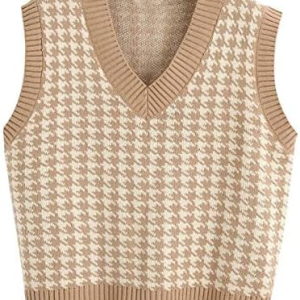 Women Knit Sweater Sleeveles Loose V-Neck Waistcoat Pullover