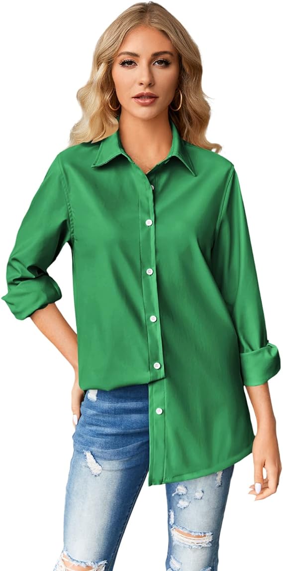 Jacket Women Faux Leather Long Sleeve Coat Button Down Shirt - Image 4