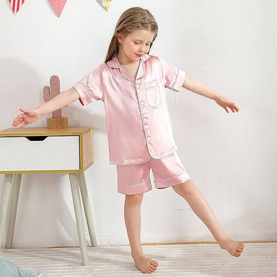 Girl Silk Pajama Sleepwear Nightwear Loungewear Clothes - Image 4