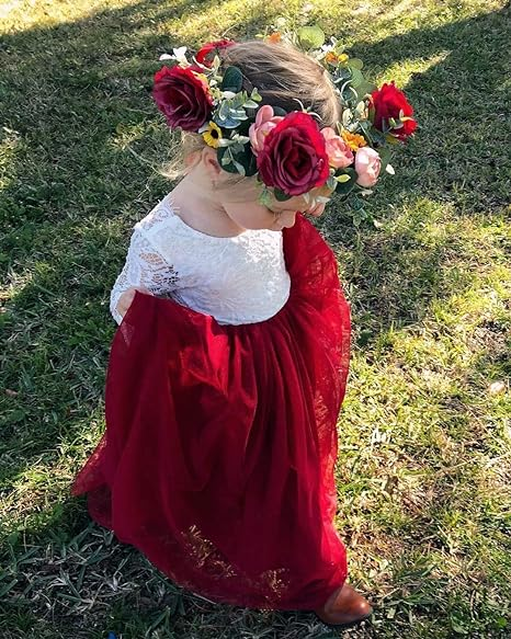 Full-Length Straight Tulle Lace Back Party Flower Girl Dress - Image 5