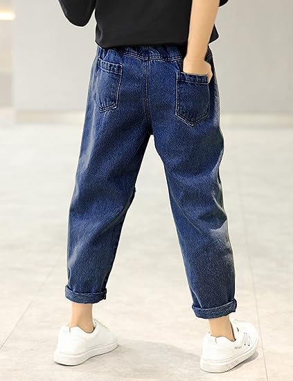 Ripped Jeans for Teen Girls Elastic Waist Cute Girls Pants - Image 4
